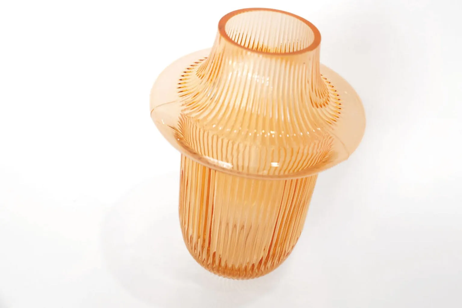 Gabel & Teller Glass Ribbed Vase 22cm - Amber