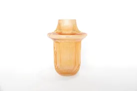 Gabel & Teller Glass Ribbed Vase 22cm - Amber