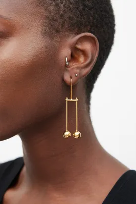 Gold Double Dot Drop Earrings