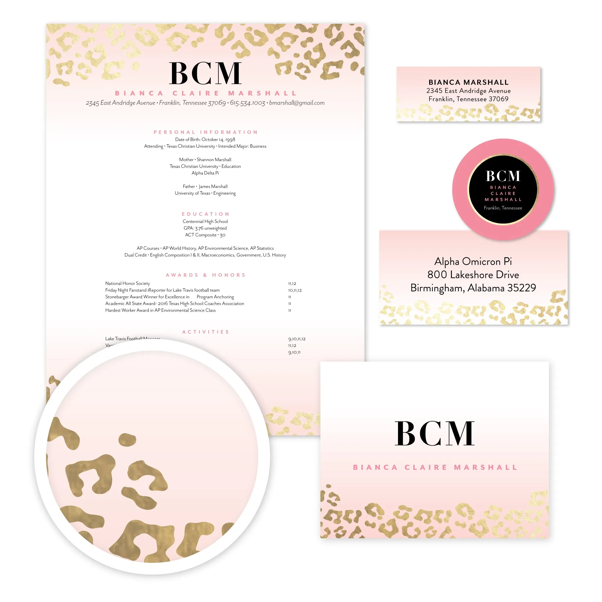 Golden Leopard Complete Sorority Packet