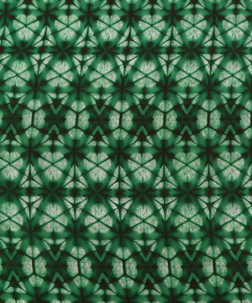 Green and Black Shibori Print Georgette Fabric