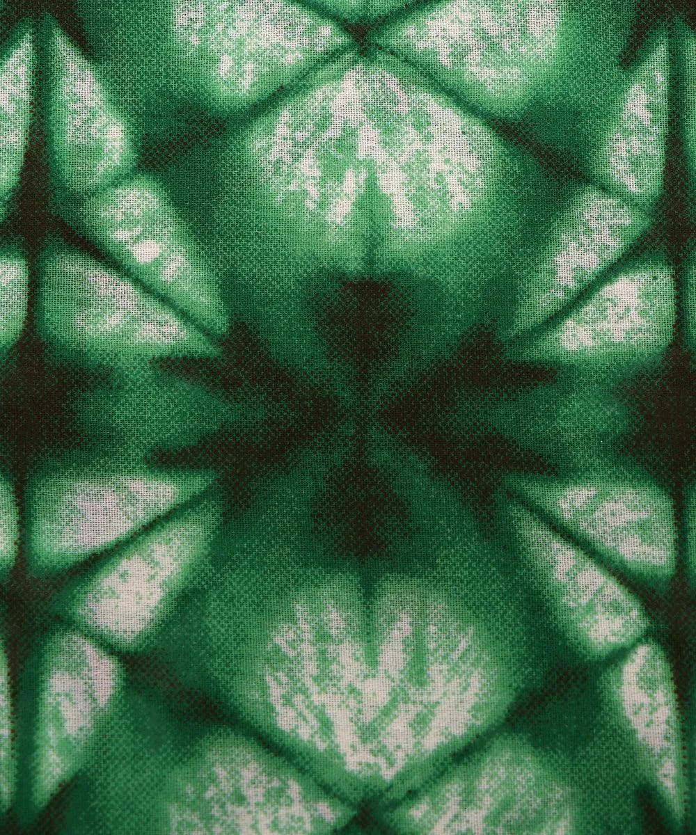 Green and Black Shibori Print Georgette Fabric