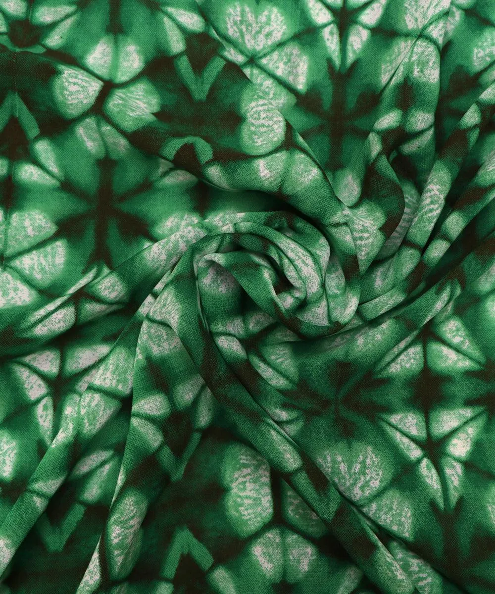 Green and Black Shibori Print Georgette Fabric