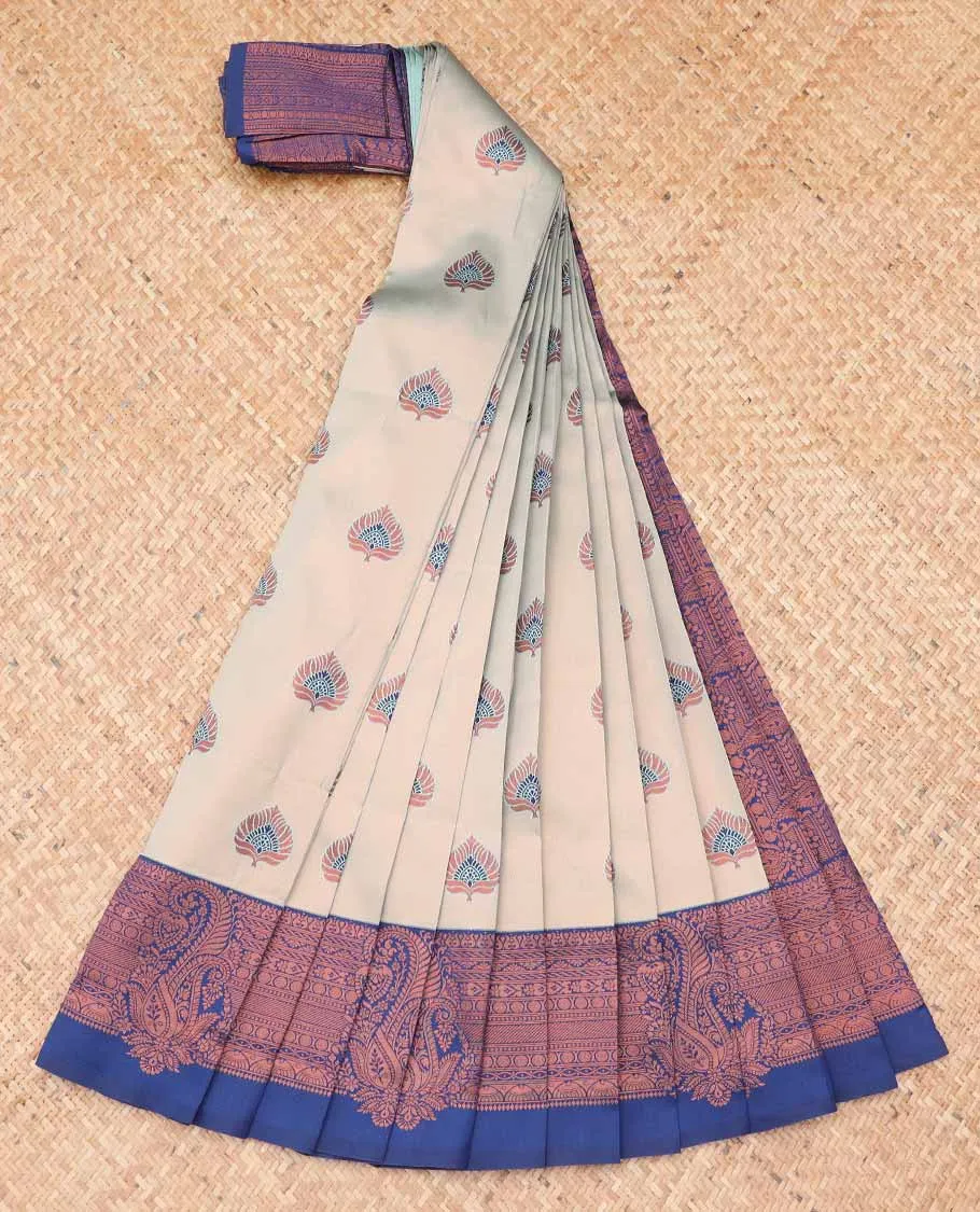 Green litchi saree with unique designs, contrast traditional design border & intricate pallu