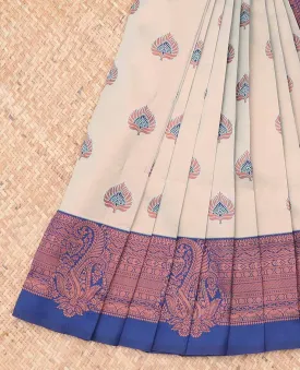 Green litchi saree with unique designs, contrast traditional design border & intricate pallu