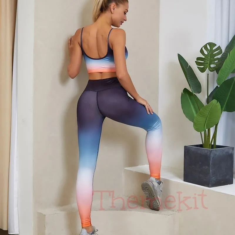 High Waist Yoga Color Gradient Suit