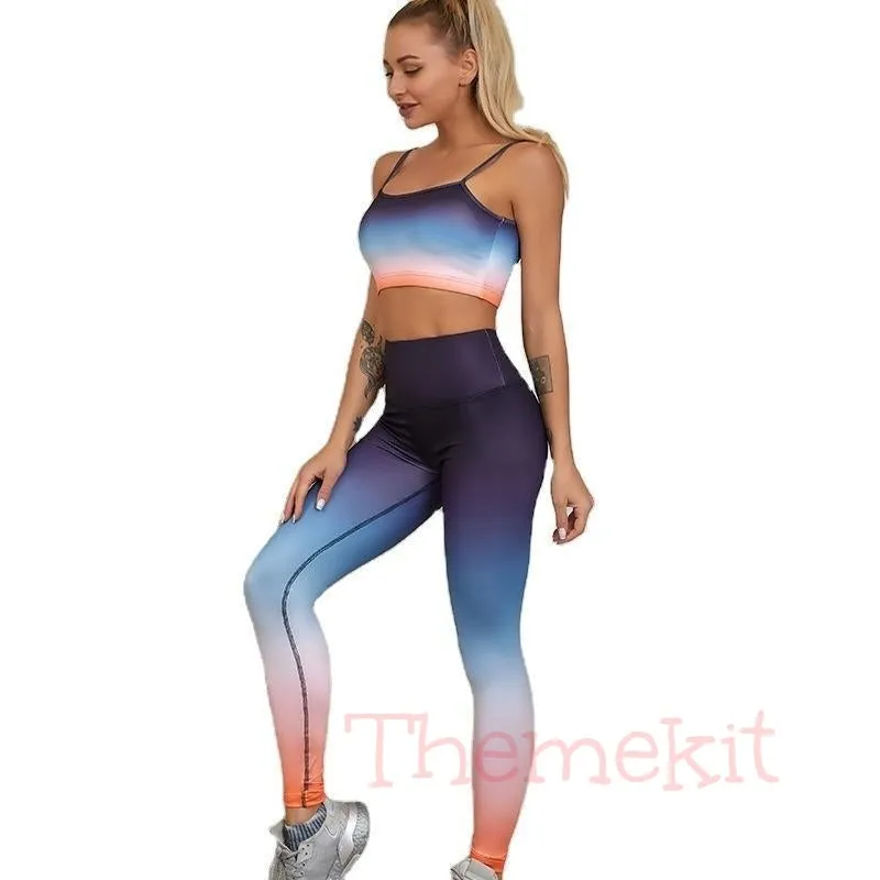 High Waist Yoga Color Gradient Suit