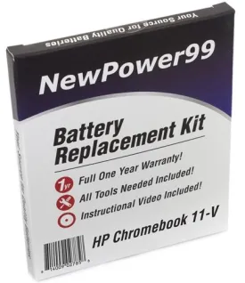 HP Chromebook 11-V011DX Battery Replacement Kit with Tools, Video Instructions and Extended Life Battery