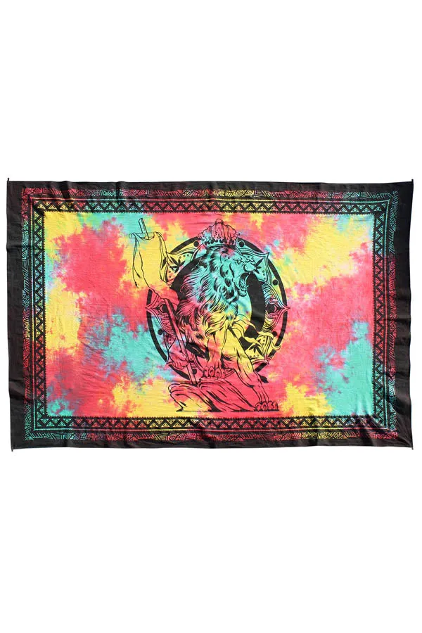 Lion of Judah Rasta Tie-Dye Tapestry