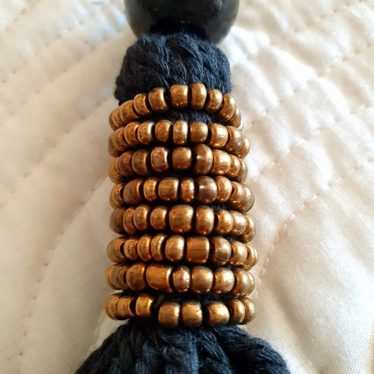 Long Gold Beaded Key Chains With Tassels
