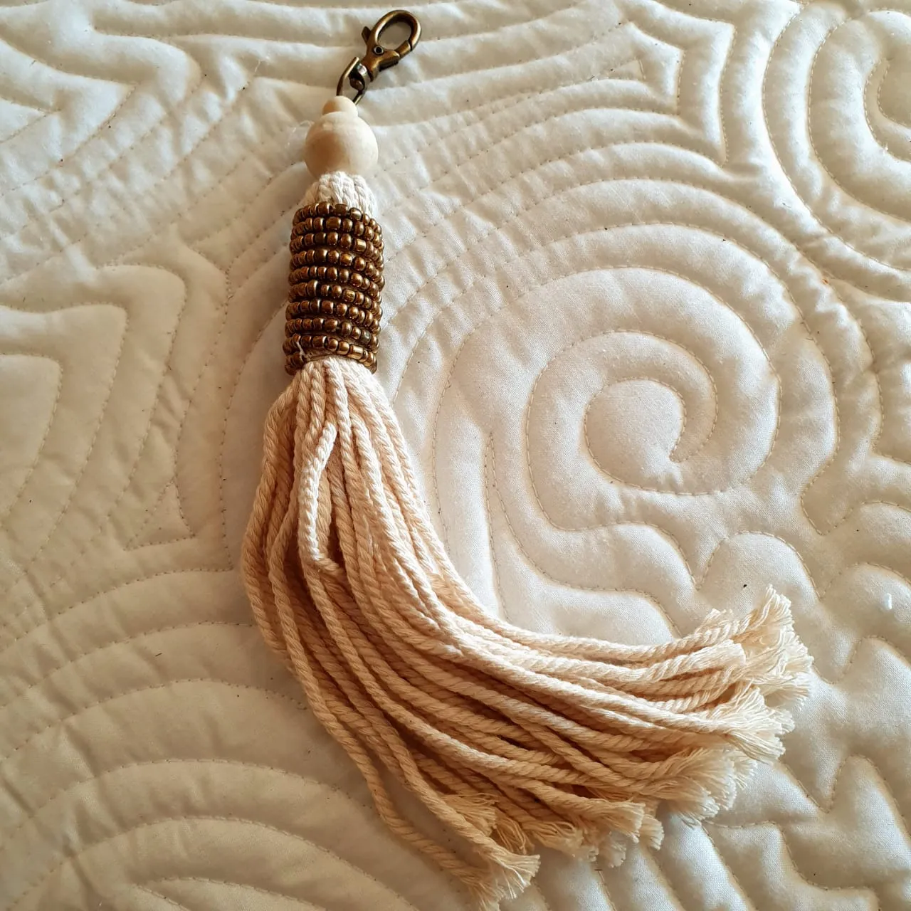 Long Gold Beaded Key Chains With Tassels