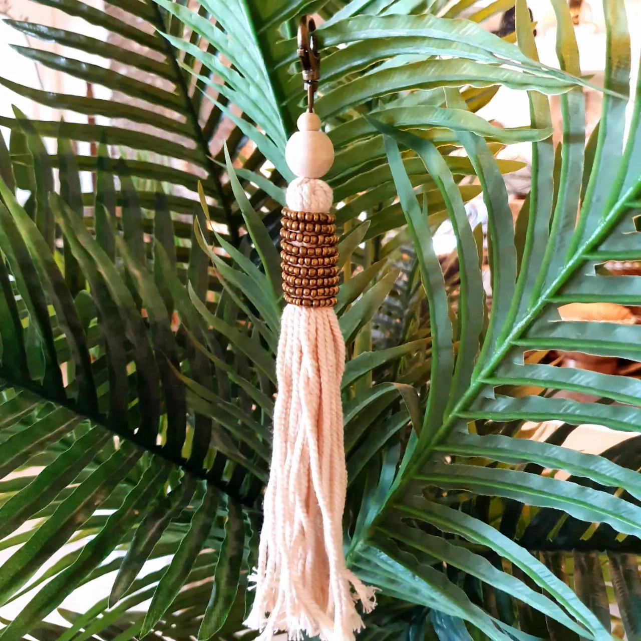 Long Gold Beaded Key Chains With Tassels