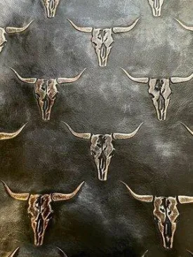 Longhorn Metallic Coffee Embossed Leather
