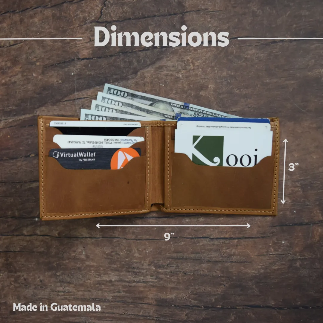 Mahogany Full Grain Genuine Leather Men's Wallet with Card Holder by World Orphans