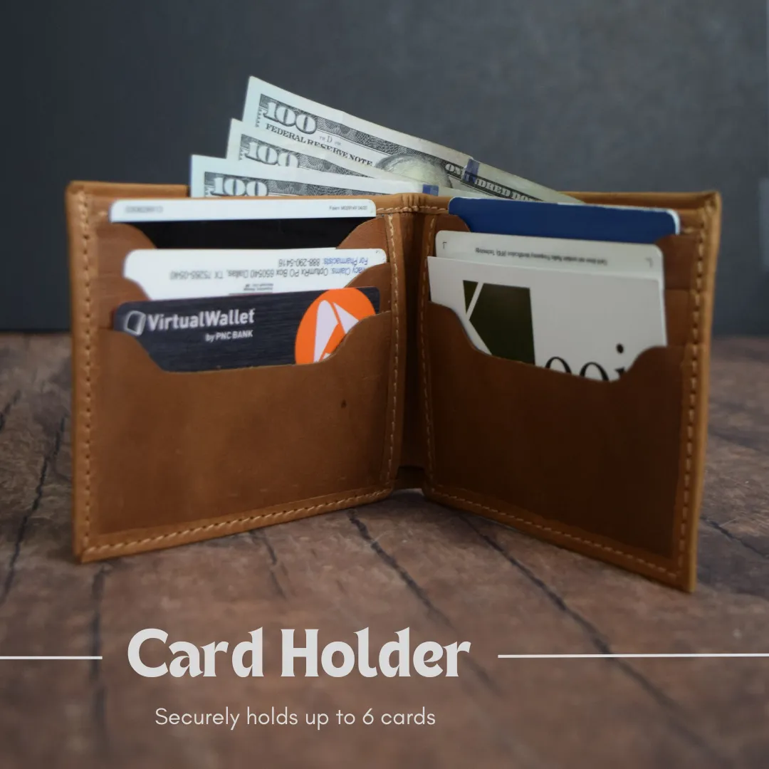 Mahogany Full Grain Genuine Leather Men's Wallet with Card Holder by World Orphans