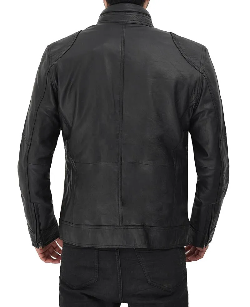 Mens Black Real Lambskin Leather Jacket