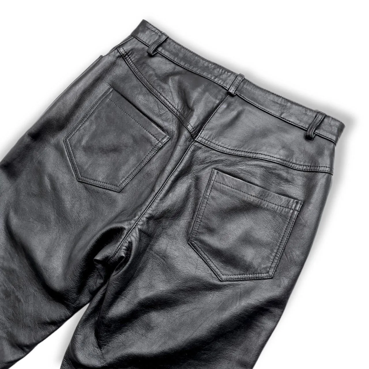 Men's Bottom Pant Real Leather Black Size Medium Front and Back Pockets with Belt Loop