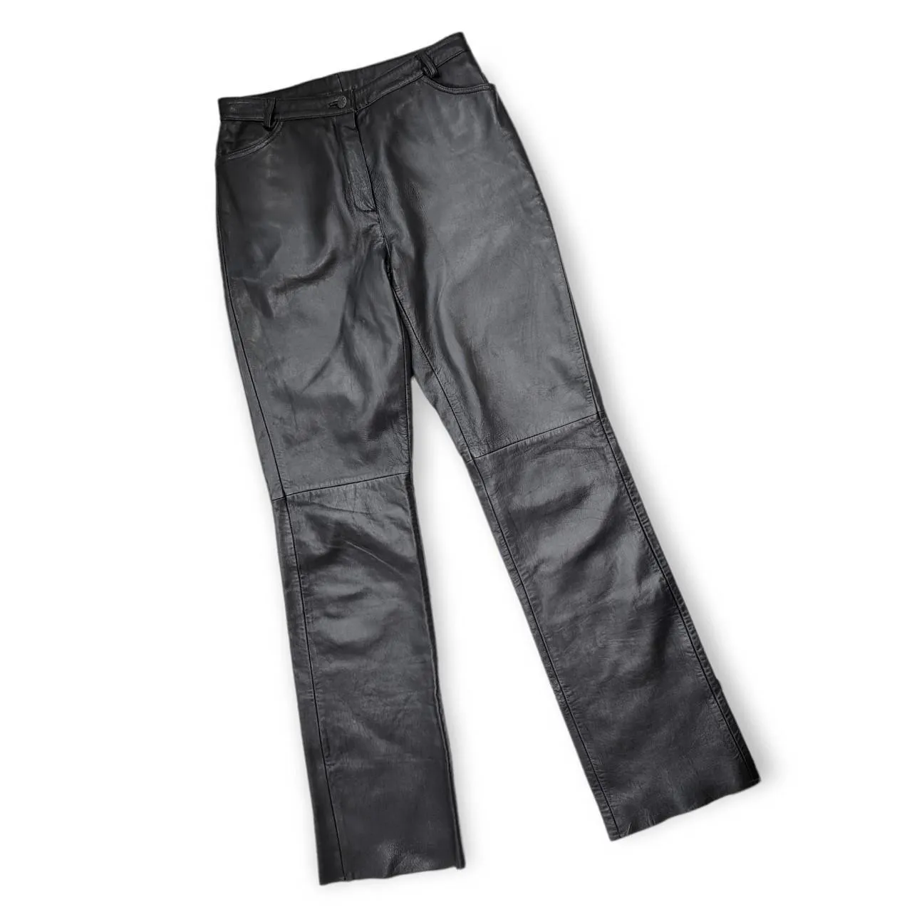 Men's Bottom Pant Real Leather Black Size Medium Front and Back Pockets with Belt Loop