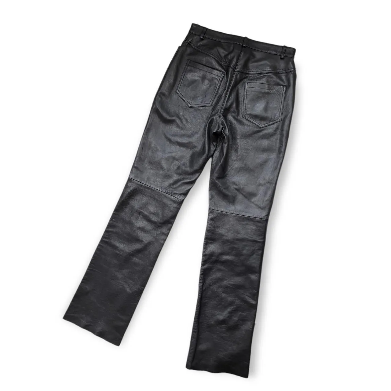 Men's Bottom Pant Real Leather Black Size Medium Front and Back Pockets with Belt Loop