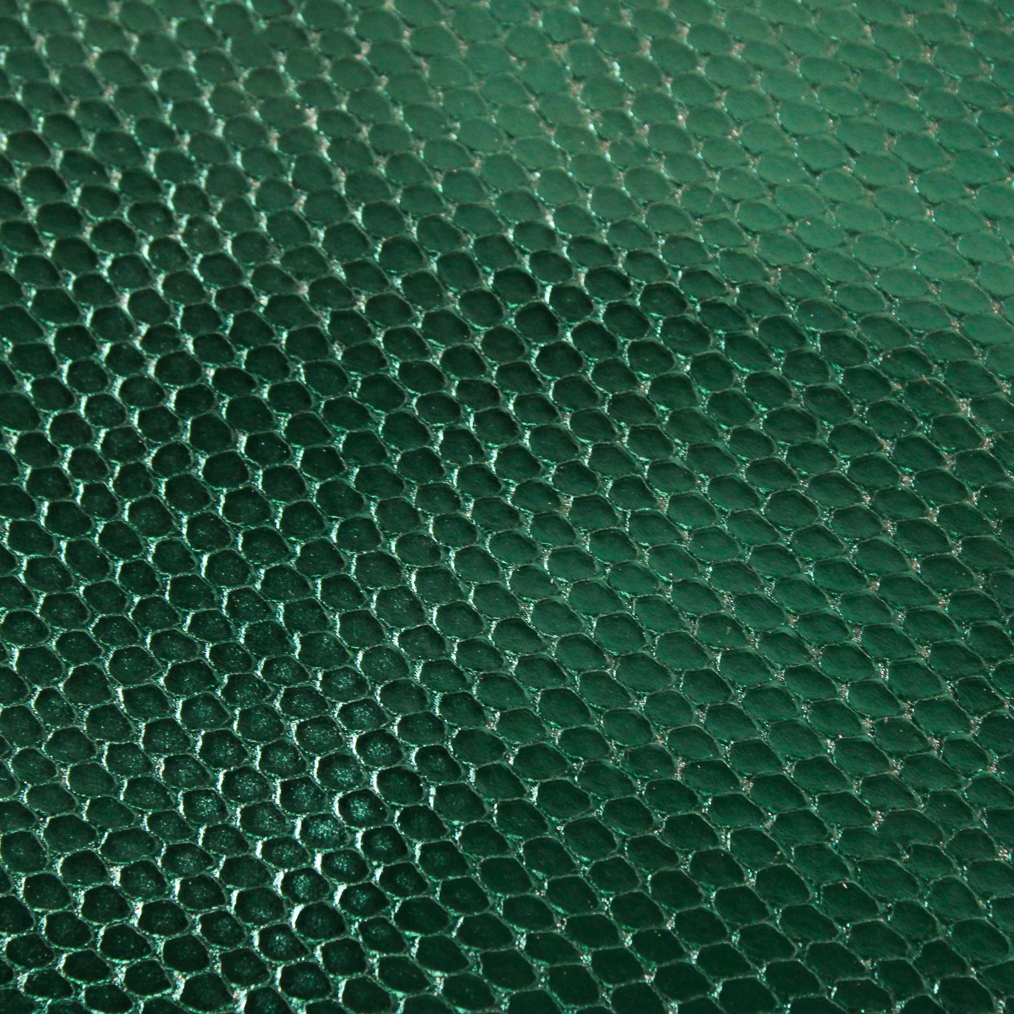 METALLIC GREEN EMBOSSED SNAKE SOLID COW HIDE