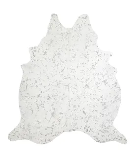 Metallic Silver White X-Large Brazilian Cowhide Rug 7'3"H x 6'7"W #A20255 by Hudson Hides