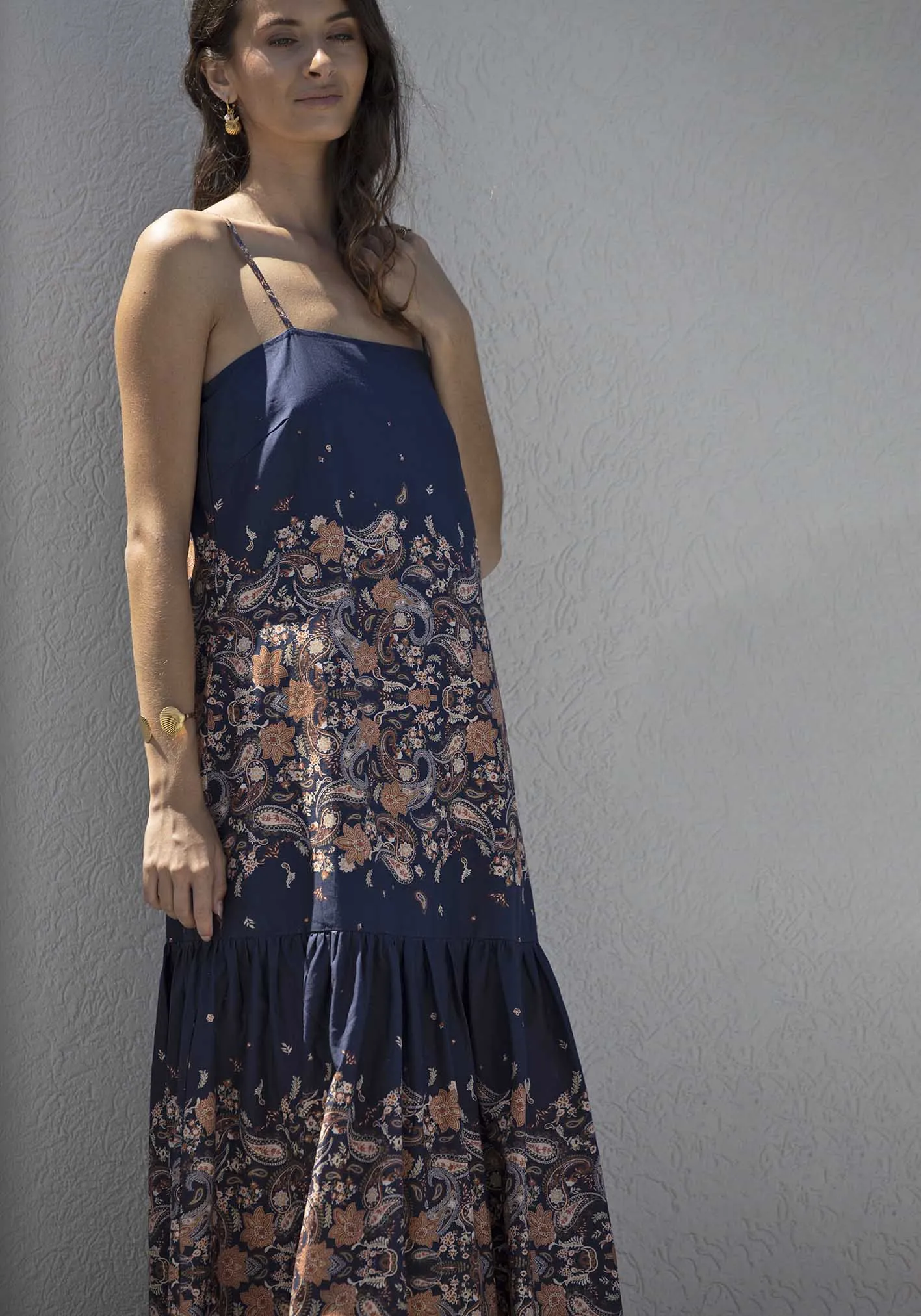 Midsummer's Paisley Linen Maxi Dress