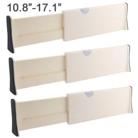 Ogrmar 3PCS 10.8"-17.1" Expandable Drawer Dividers Adjustable Dresser Drawer Organizer Separators for Kitchen, Bedroom, Bathroom, Closet and Office Drawers