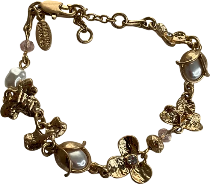 Oliver Bonas Metallic Celine Stone & Freshwater Pearl Chunky Chain Bracelet One Size