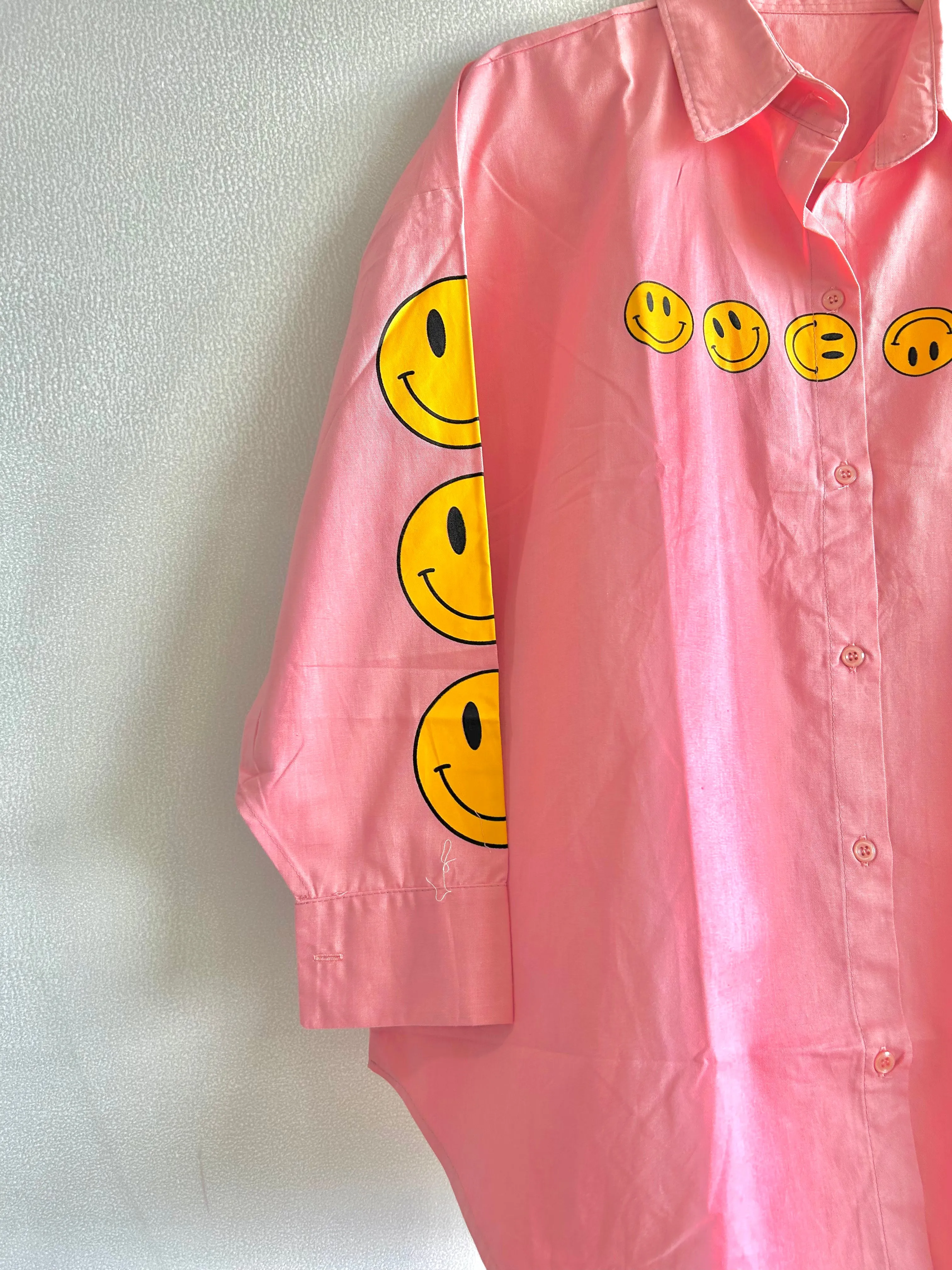 Oversize Style Shirt small smiley PINk