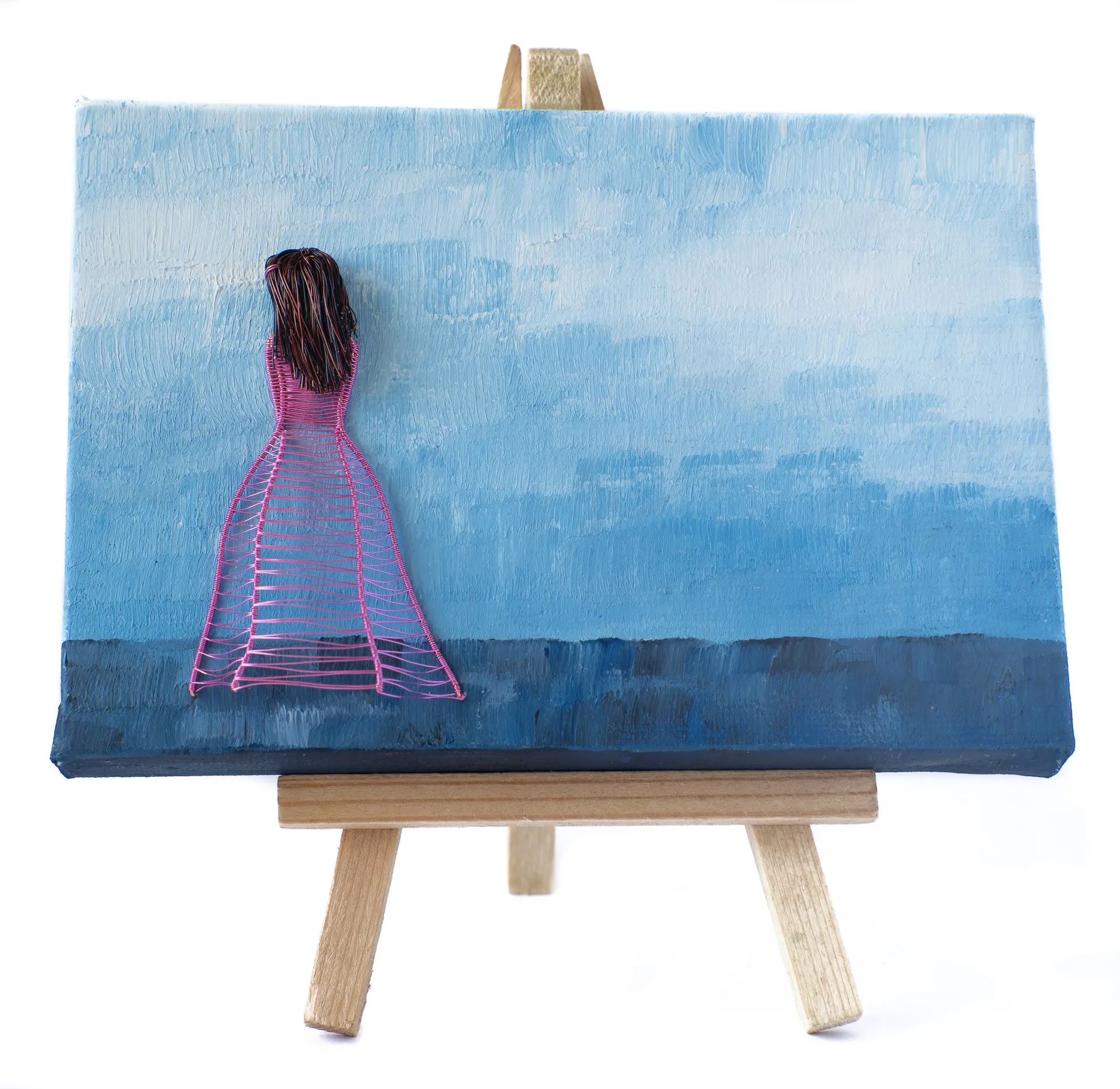 Personalised Mini Wireart Girl: Pink Dress, Summer
