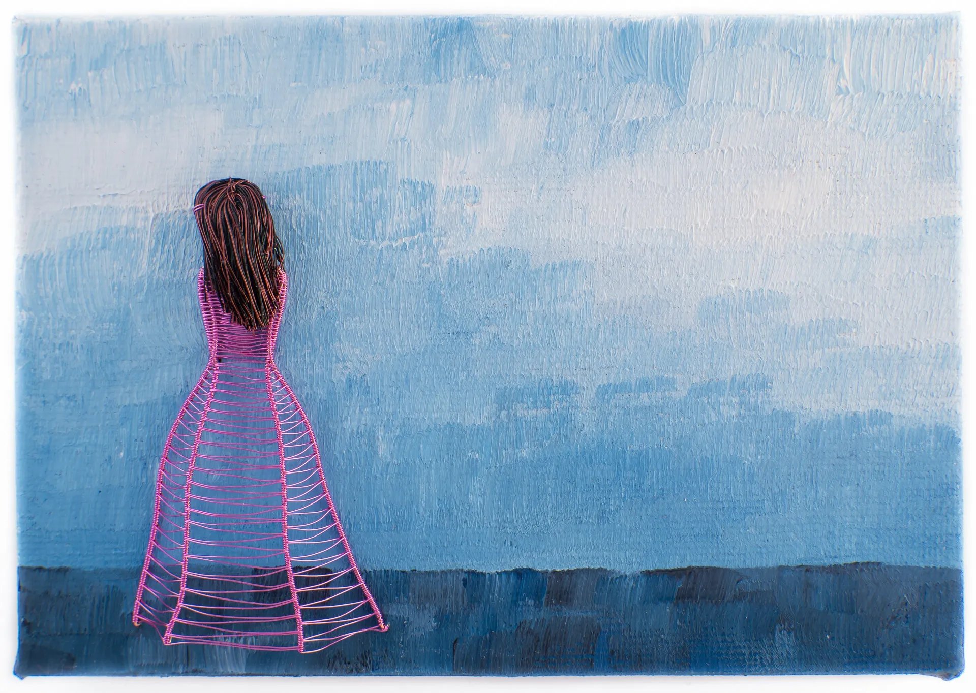 Personalised Mini Wireart Girl: Pink Dress, Summer