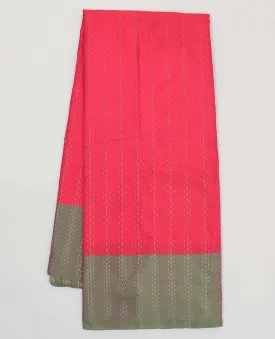 Pink aarani gift saree with buttas, contrast border of unique designs