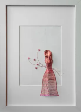 Pink and Copper Girl with Wildflowers