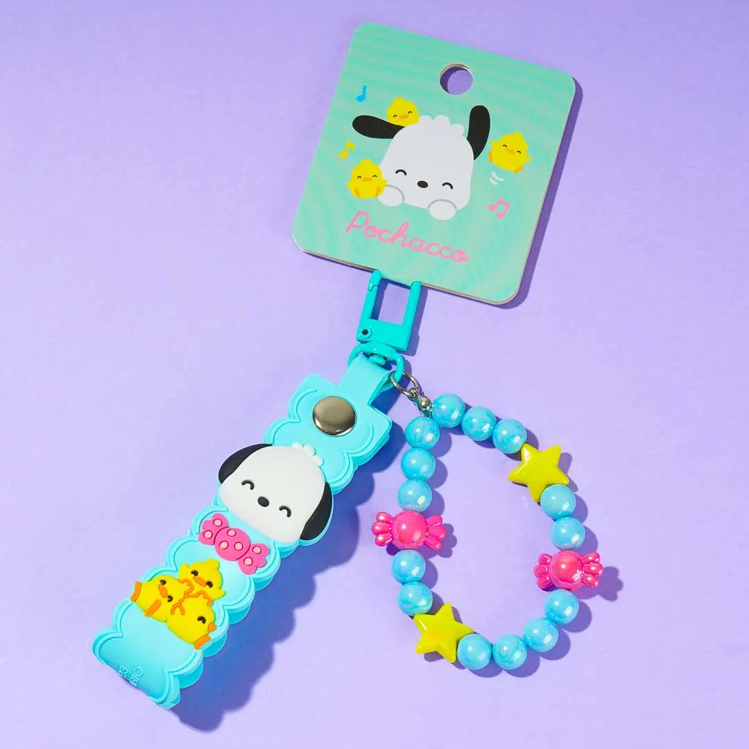 Pochacco Keychain With Beaded Bracelet