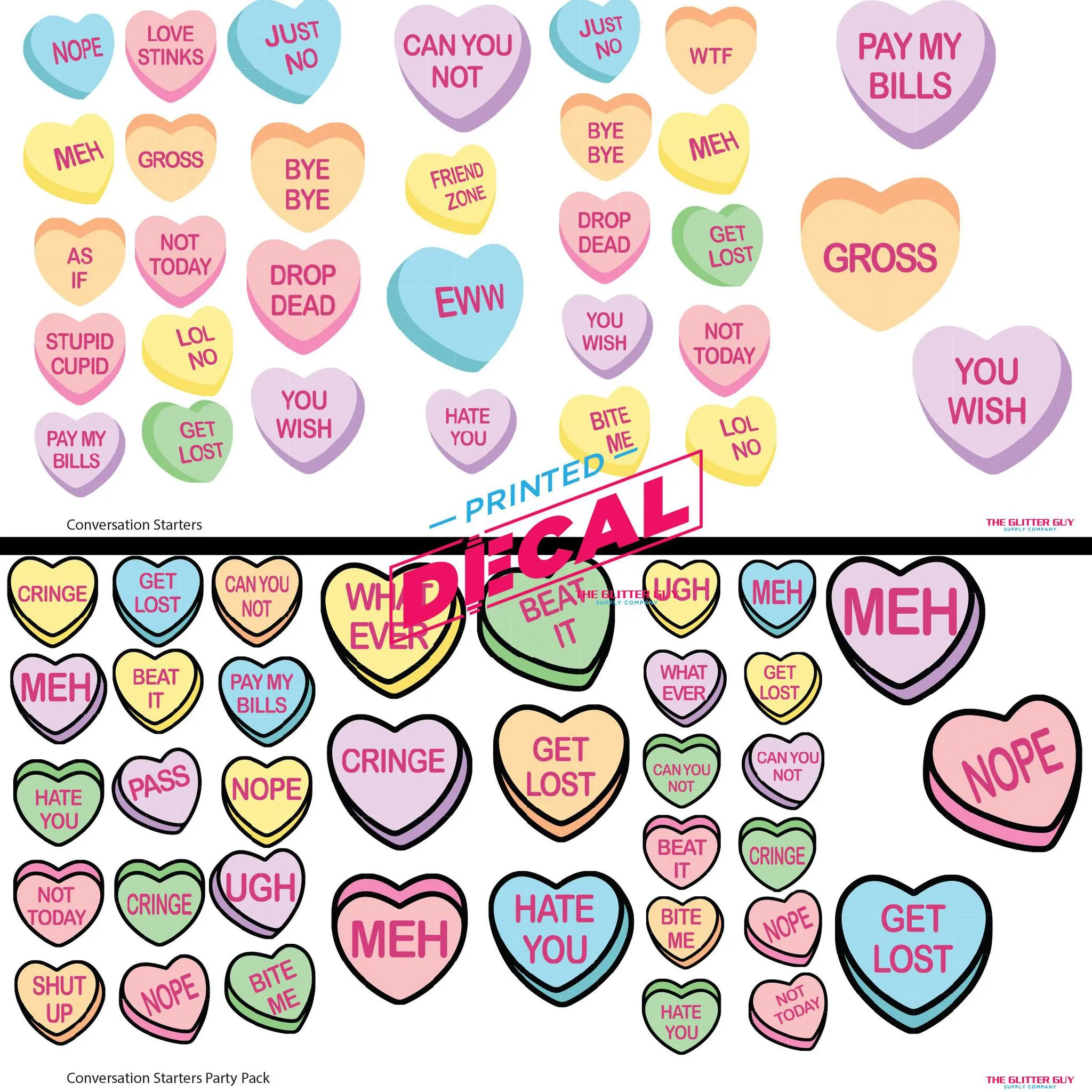 Printed Decal Sheet - Conversation Starters