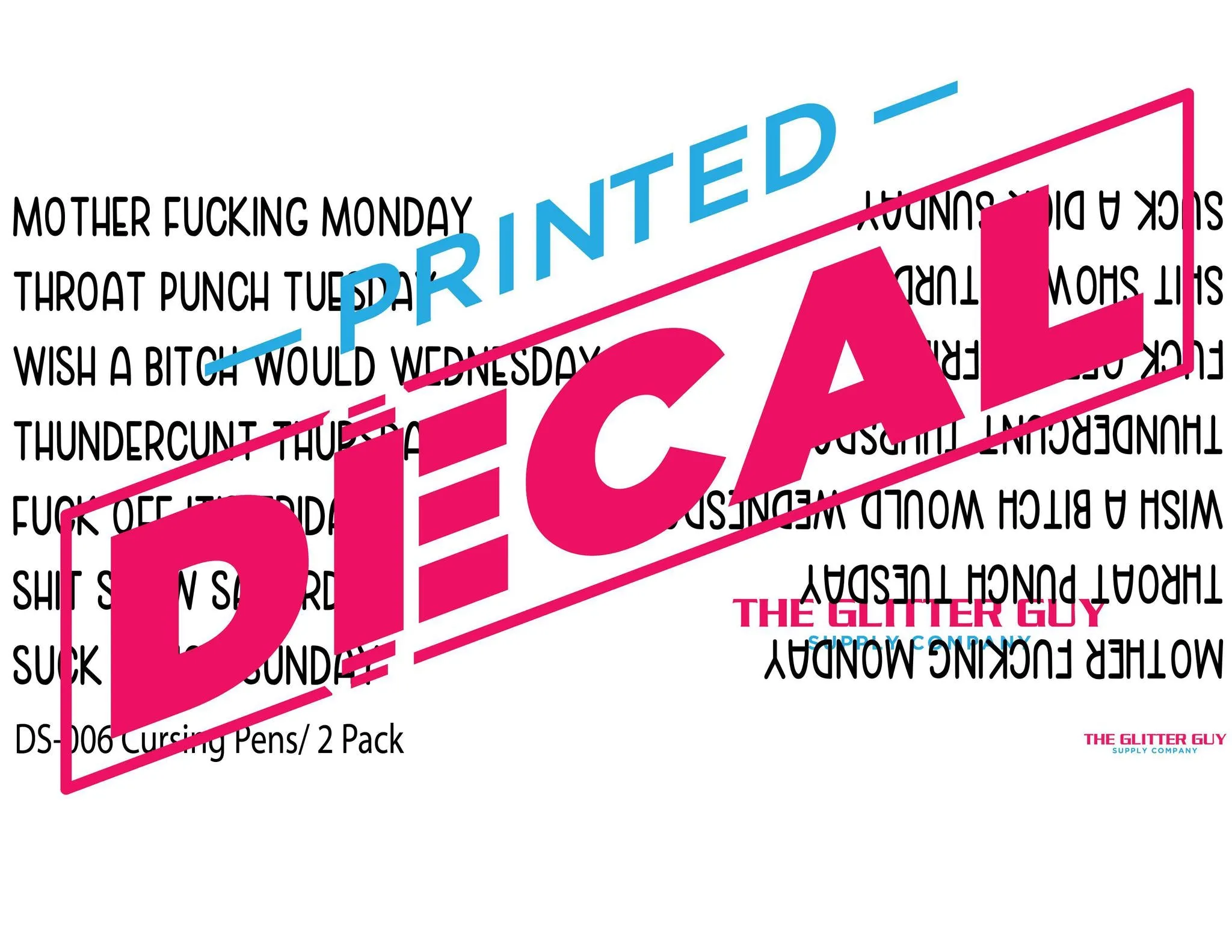 Printed Vinyl Pen Decals - Curse Words