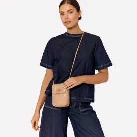 Prudence Quilted Mini Crossbody Bag (Camel)