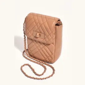 Prudence Quilted Mini Crossbody Bag (Tan)