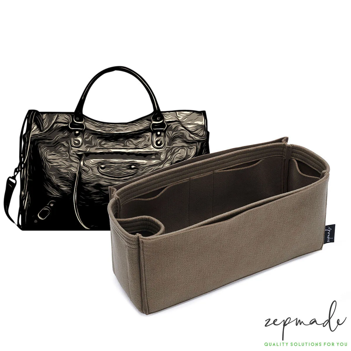 Purse Organizer Insert for Balenciaga Classic City Medium, Bag Organizer with Laptop Compartment and Pen Holder