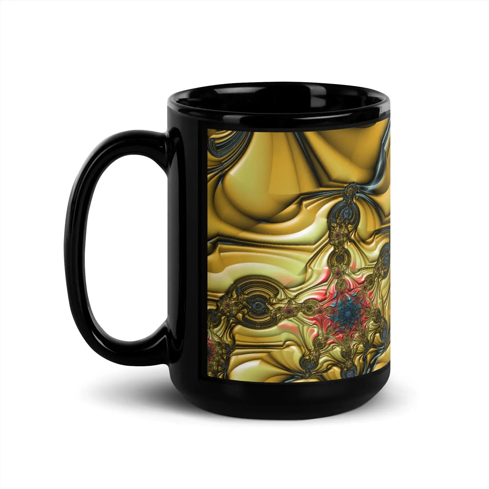 "Golden Way" Black Glossy Mug