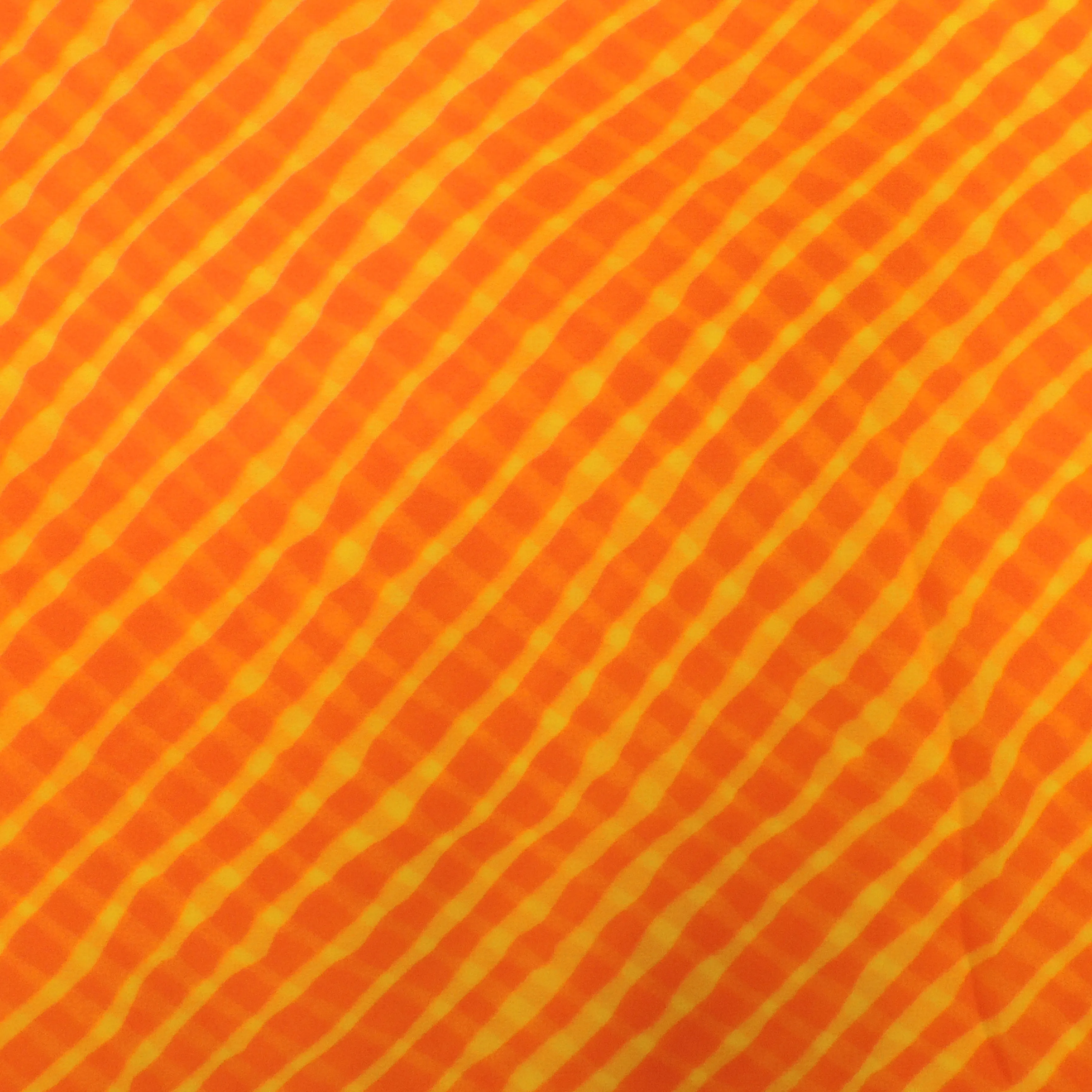 Red orange Colour Leheriya Georgette Printed Fabric