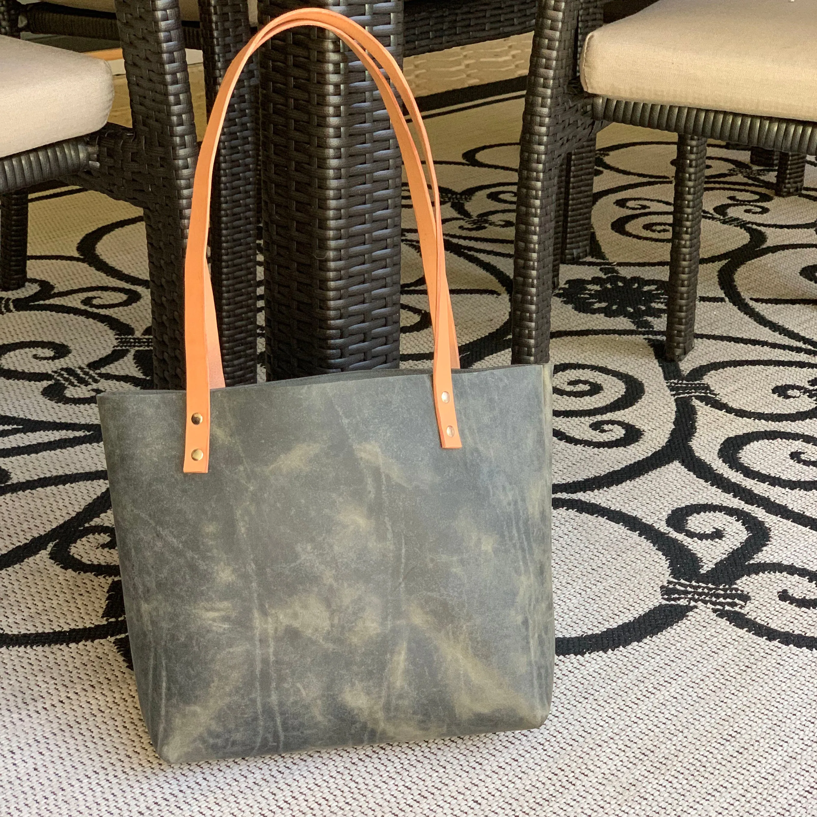 Sarasota Leather Tote - Rustic Sage Green