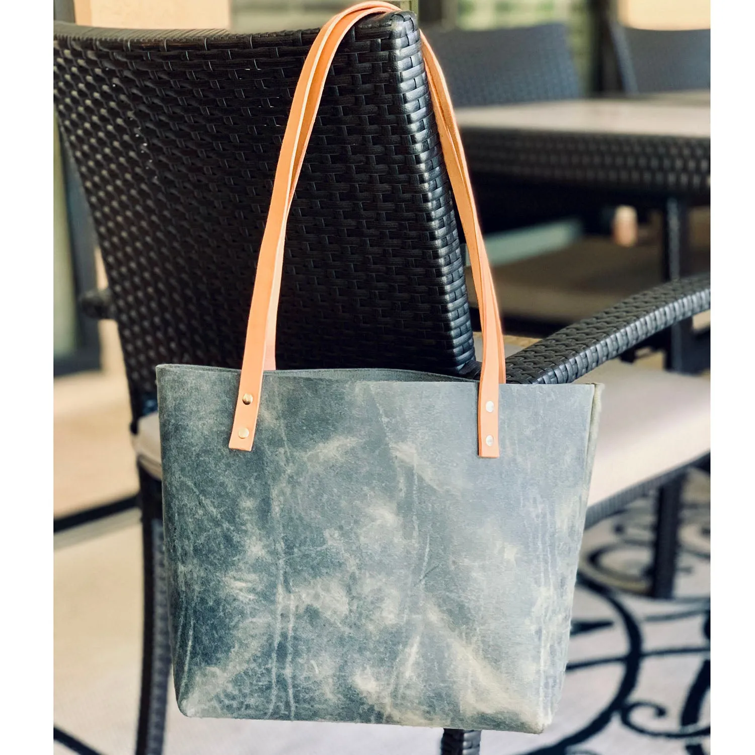 Sarasota Leather Tote - Rustic Sage Green