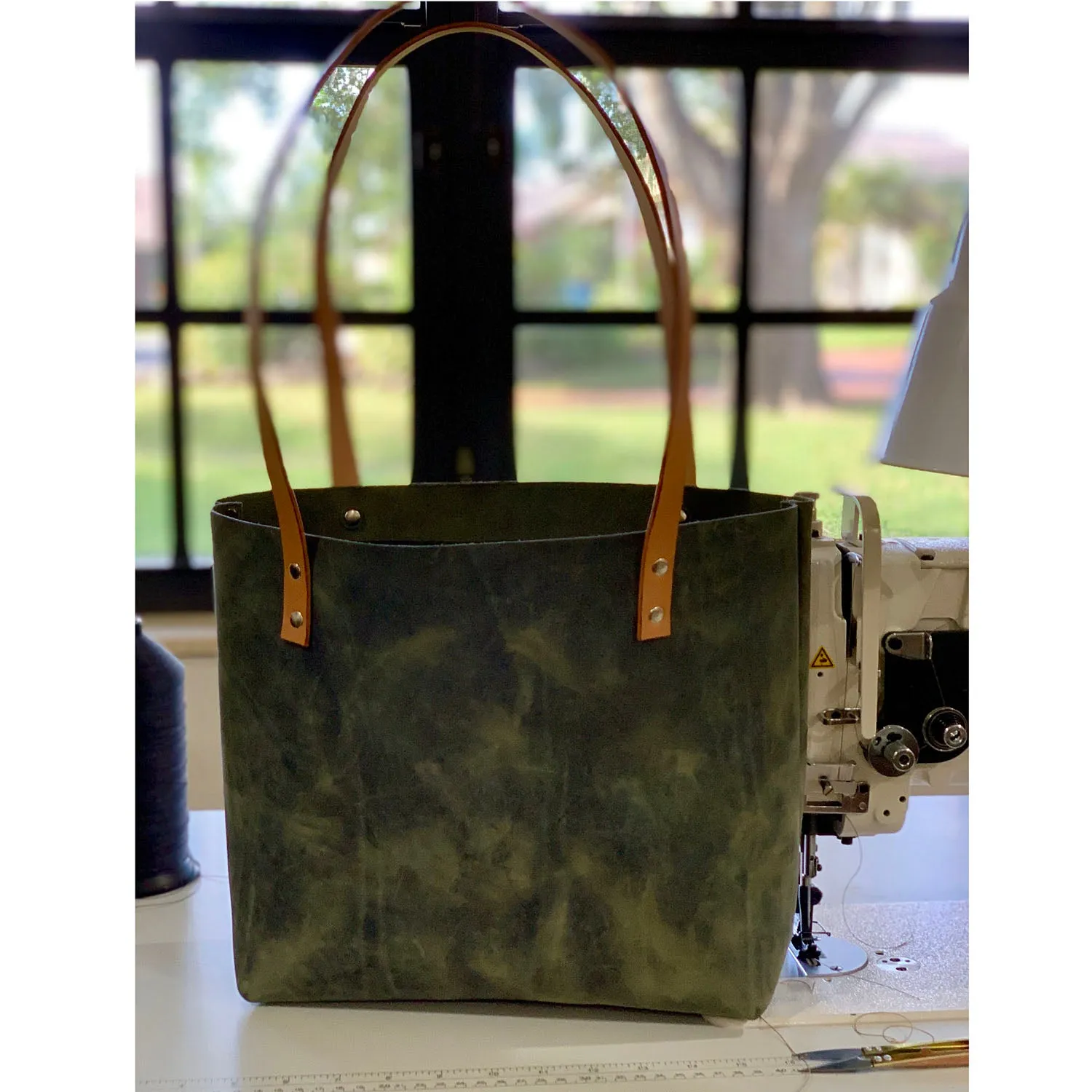Sarasota Leather Tote - Rustic Sage Green