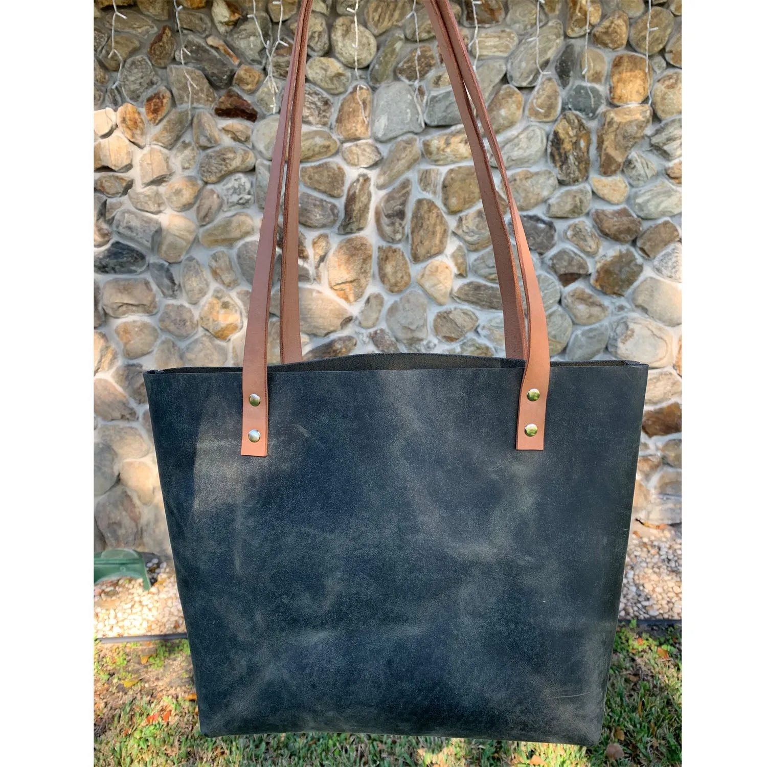 Sarasota Leather Tote - Rustic Sage Green