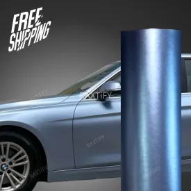 Satin Metallic Silver Lake Blue Vinyl Wrap