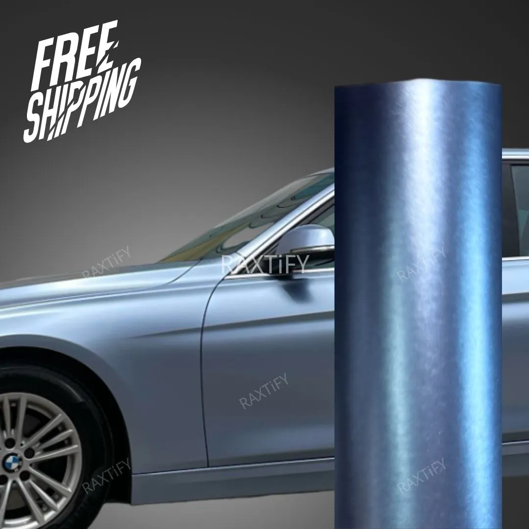 Satin Metallic Silver Lake Blue Vinyl Wrap