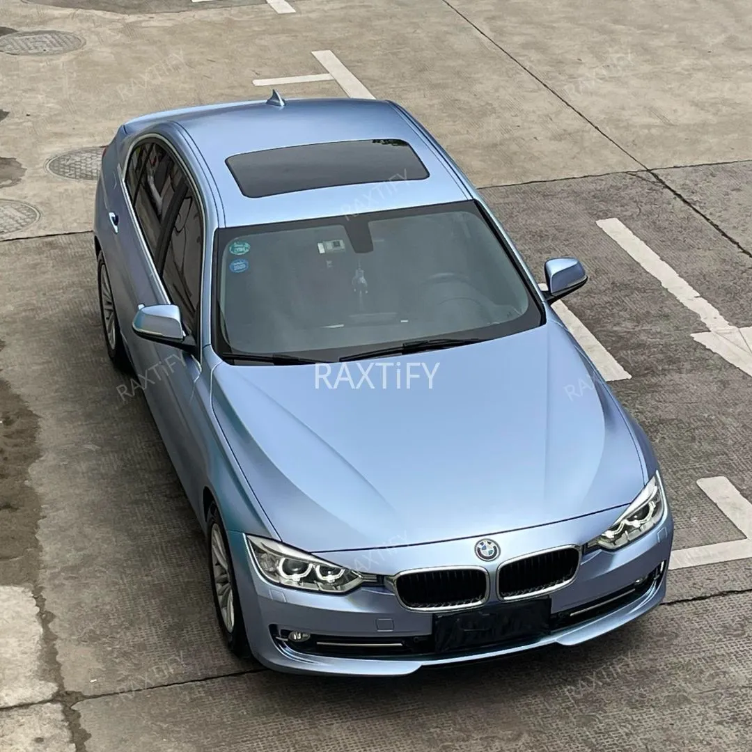 Satin Metallic Silver Lake Blue Vinyl Wrap