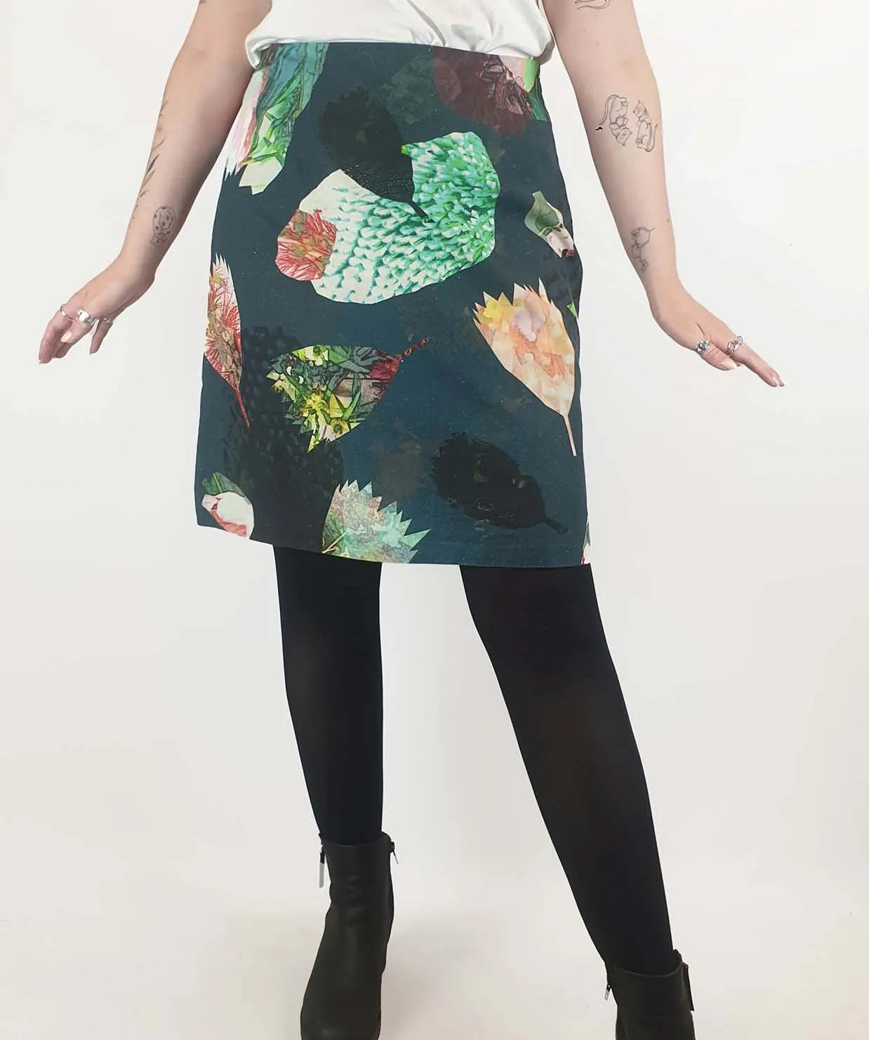 Seagrass Designs green print A-line skirt size 14 (best fits size 12-small 14)