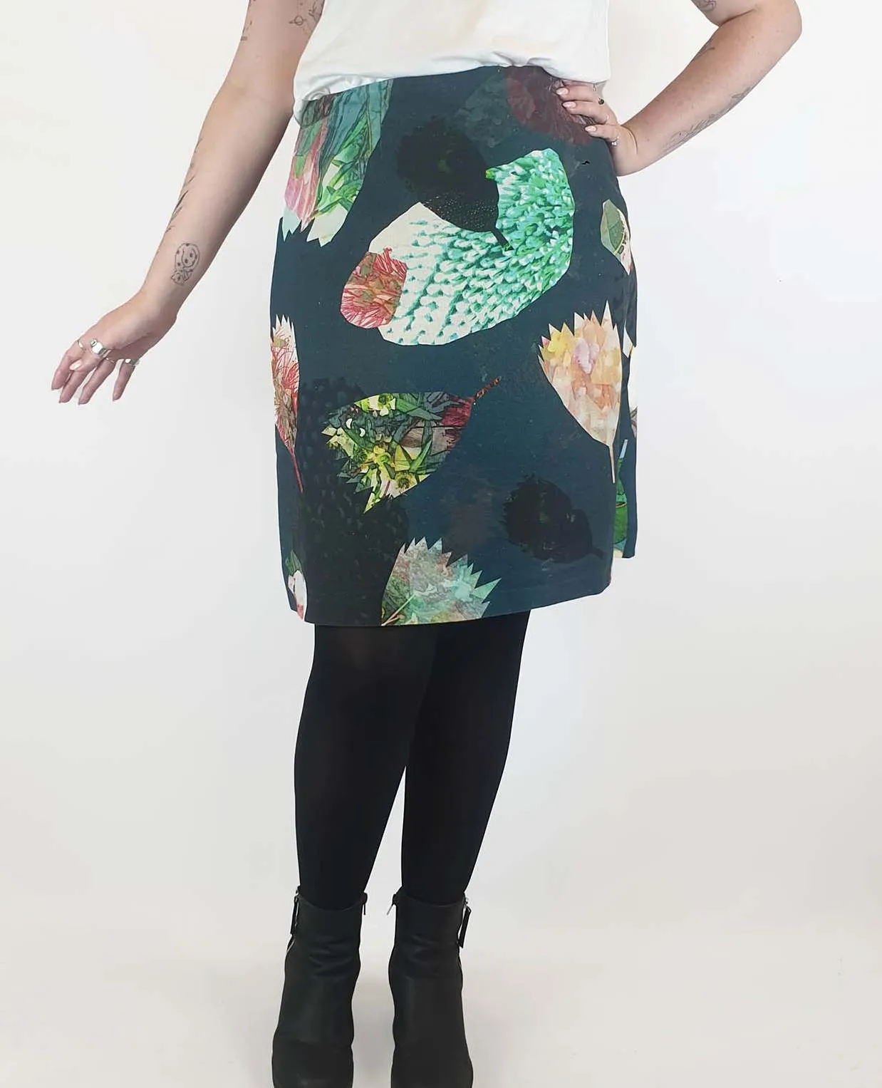 Seagrass Designs green print A-line skirt size 14 (best fits size 12-small 14)